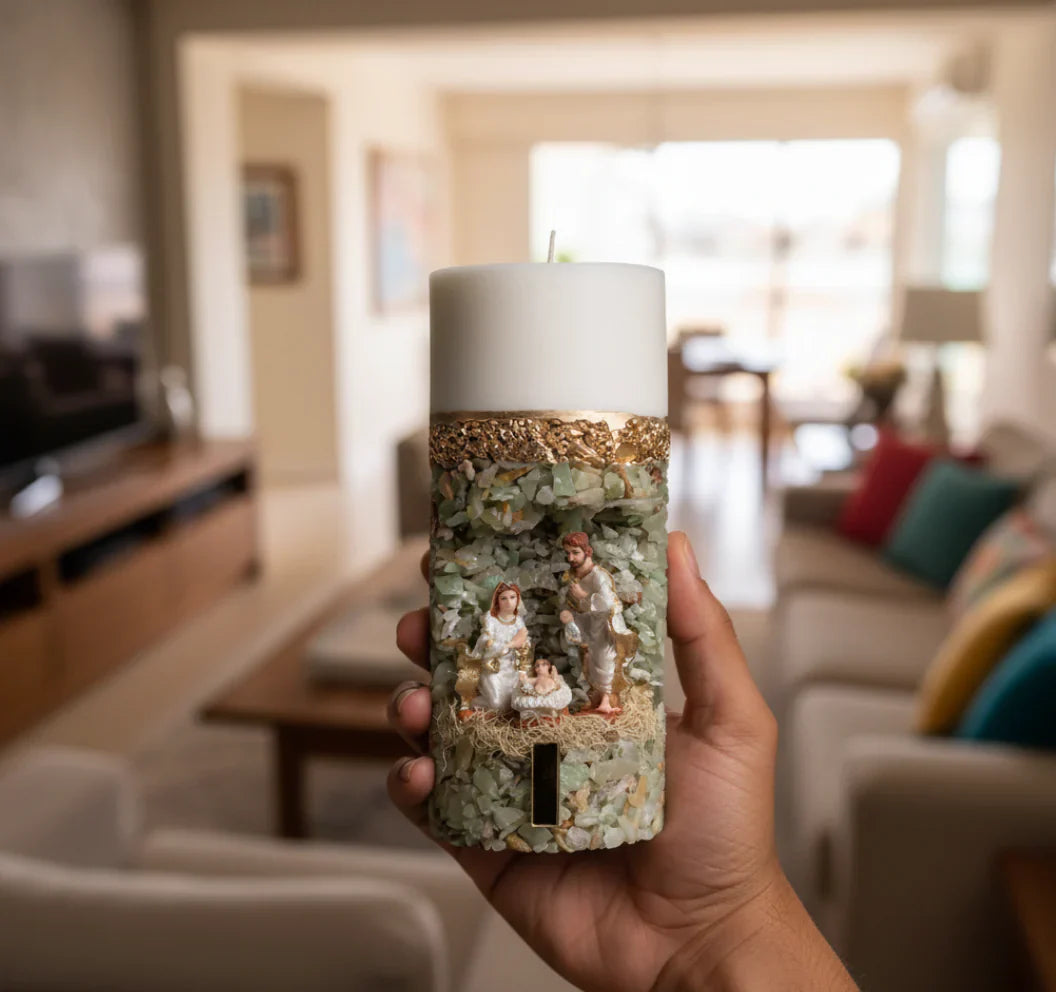 Vela oratória Presépio | A luz para abençoar seu lar